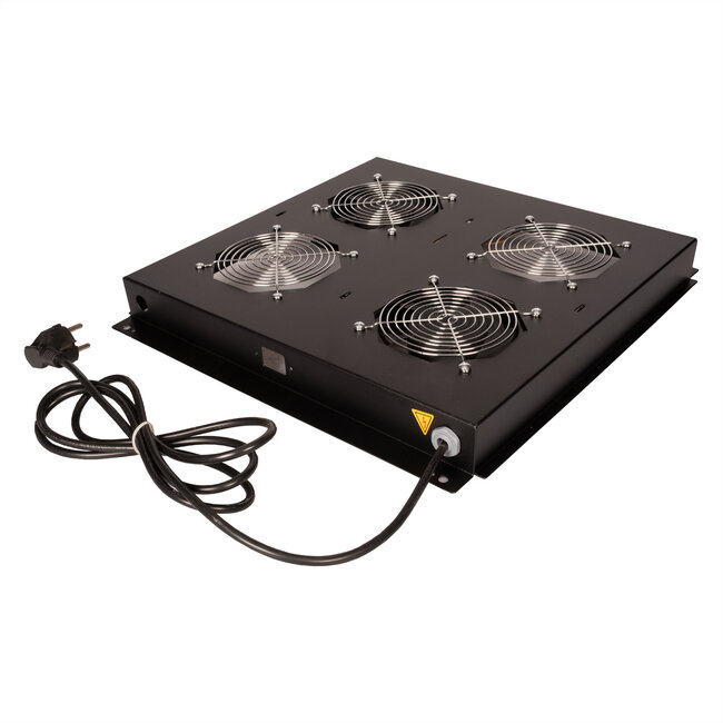 ROLINE 19-inch dakventilatorunit met 2 ventilatoren, AAN/UIT zwart