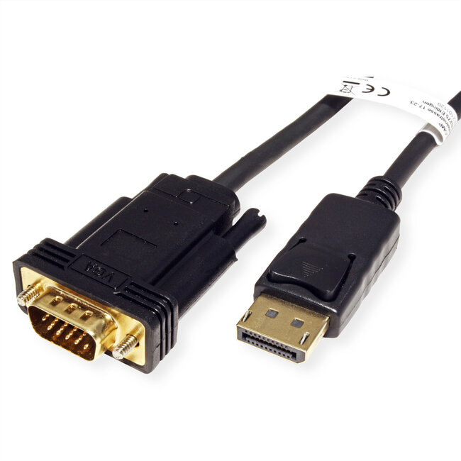 ROLINE DisplayPort VGA kabel, DP M - VGA M, zwart, 5 m