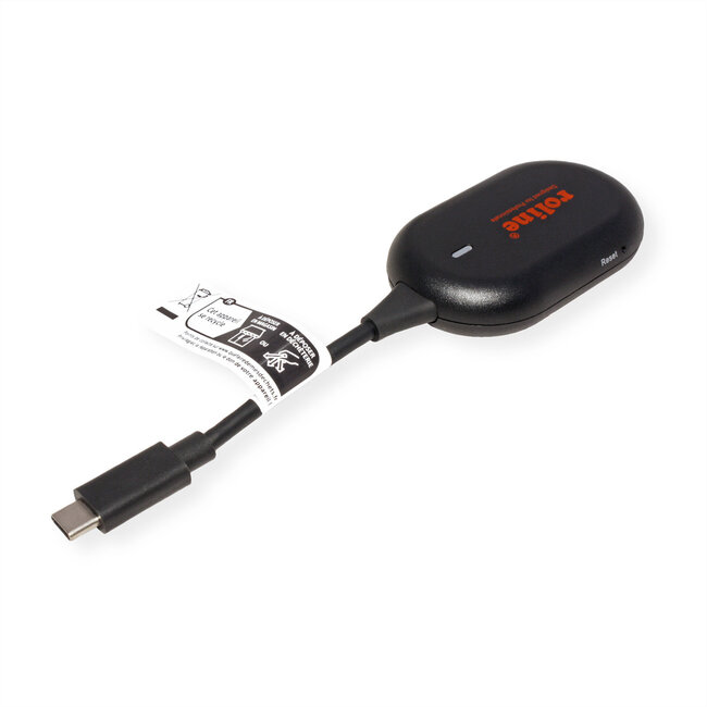 ROLINE Draadloze P2P-beeldschermdongle-set, Tx+Rx, draadloze USB-C naar HDMI, 1080p, 20 m