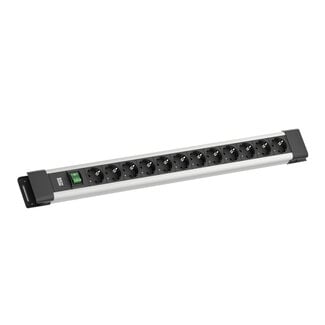 Bachmann BACHMANN CONNECTUS 12xCEE7/3, 1xschakelaar 2,0 m CEE7/7 grijs