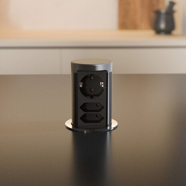 BACHMANN ELEVATOR2 1xCEE7/3 2xEuro, RAL9005 2,0 m AEH