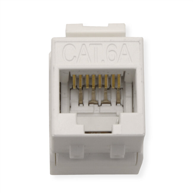 ROLINE Cat.6A (Klasse EA) Keystone, niet afgeschermd, zonder gereedschap, SLIM, extra kort, wit