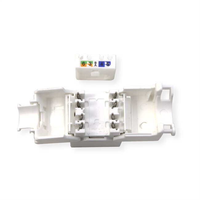 ROLINE Cat.6A (Klasse EA) Keystone, niet afgeschermd, zonder gereedschap, SLIM, extra kort, wit