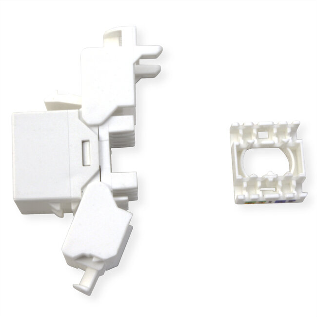 ROLINE Cat.6A (Klasse EA) Keystone, niet afgeschermd, zonder gereedschap, SLIM, extra kort, wit