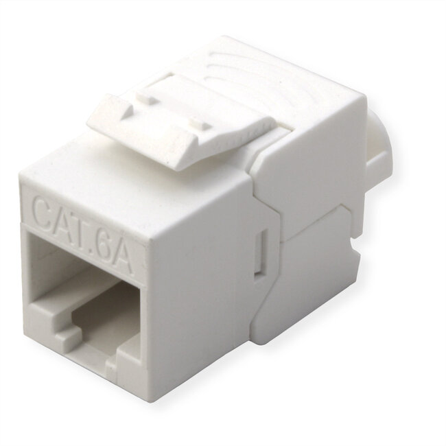 ROLINE Cat.6A (Klasse EA) Keystone, niet afgeschermd, zonder gereedschap, SLIM, extra kort, wit