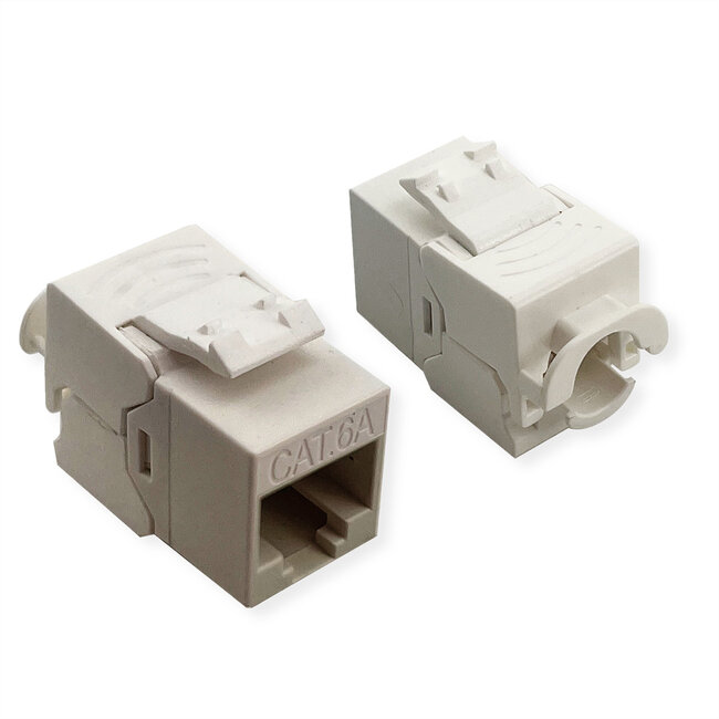 ROLINE Cat.6A (Klasse EA) Keystone, niet afgeschermd, zonder gereedschap, SLIM, extra kort, wit