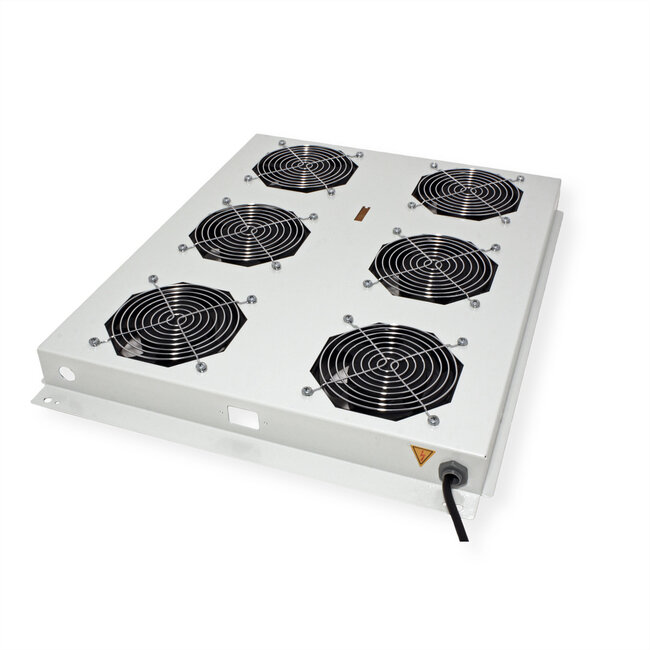 ROLINE 19-inch dakventilatorunit met 6 ventilatoren, AAN/UIT voor serverkast per serie, grijs