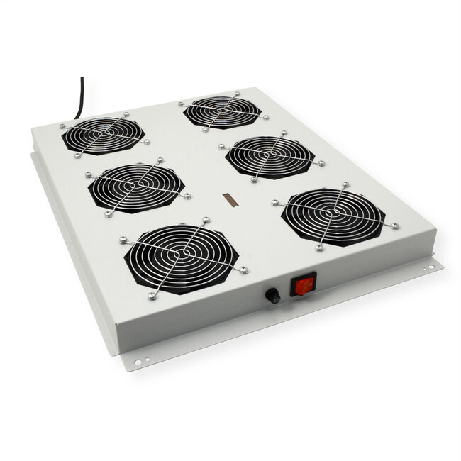 ROLINE 19-inch dakventilatorunit met 6 ventilatoren, AAN/UIT voor serverkast per serie, grijs