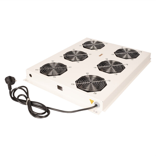 ROLINE 19-inch dakventilatorunit met 6 ventilatoren, AAN/UIT voor serverkast per serie, grijs