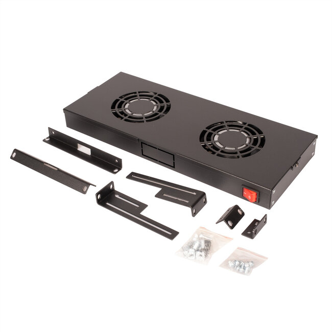 ROLINE 19-inch ventilatoreenheid met 2 ventilatoren , AAN/UIT zwart