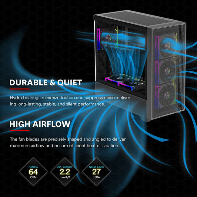 Xilence XPF120.ARGB 120mm PWM Ventilator voor pc-behuizing, ARGB LED