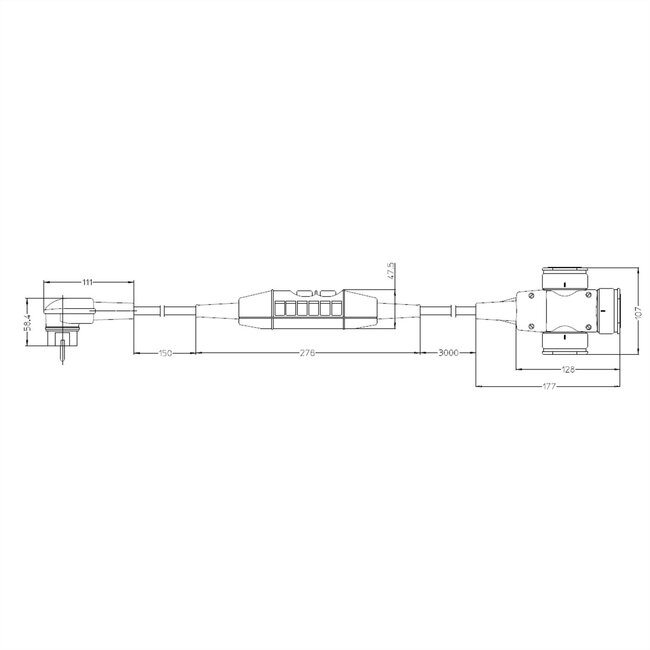 BACHMANN PRCD-S Lg: 3,15m 230V 16A 30mA , Randaardecontactverlenging H07RN-F 3G1,5 mm