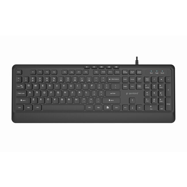 Slimline bedraad multimedia toetsenbord, zwart, US layout