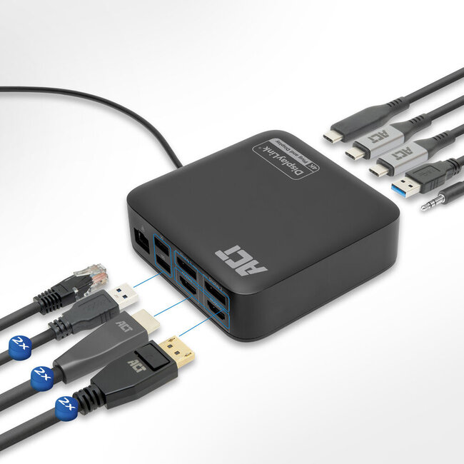 ACT USB-C docking station | 2x HDMI/DP 4K 60Hz, 7x USB-A/C, PD 85W, RJ45 en 3,5mm | DisplayLink | 1 meter