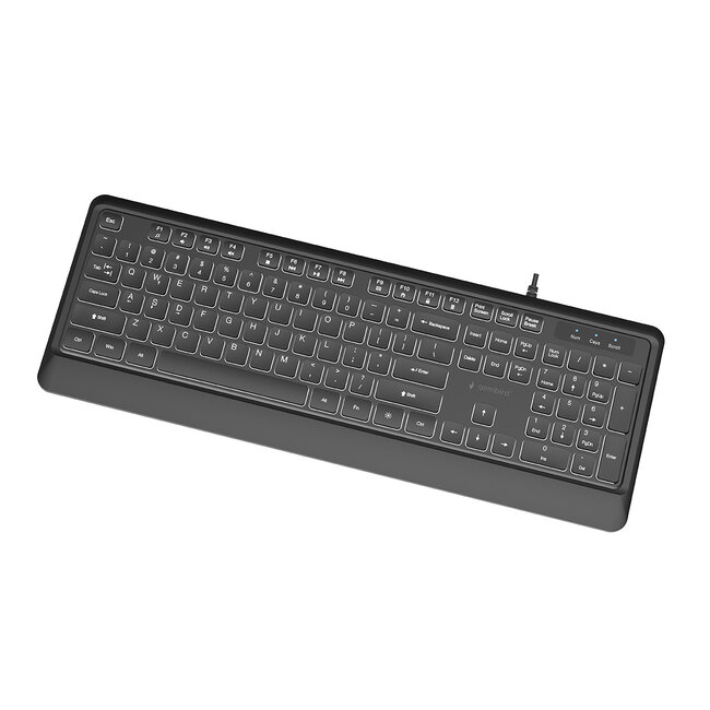 Slimline bedraad toetsenbord met achtergrondverlichting, zwart, US layout