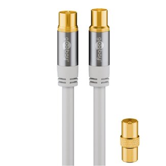Goobay Goobay IEC (m) - IEC (v/m) coaxkabel | recht | verguld | wit | 1 meter