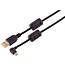 Micro USB haaks (rechts) - USB-A kabel |  ferrietkern | verguld | USB2.0 | 10W | zwart | 1 meter