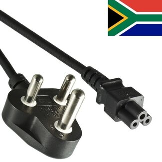 DINIC C5 (recht) - Type M / Zuid-Afrika (haaks) stroomkabel | 3x 0,75mm | zwart | 1,8 meter