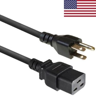 ACT C19 (recht) - Type B / Amerika (recht) stroomkabel | SJT AWG16/3 | zwart | 1,8 meter