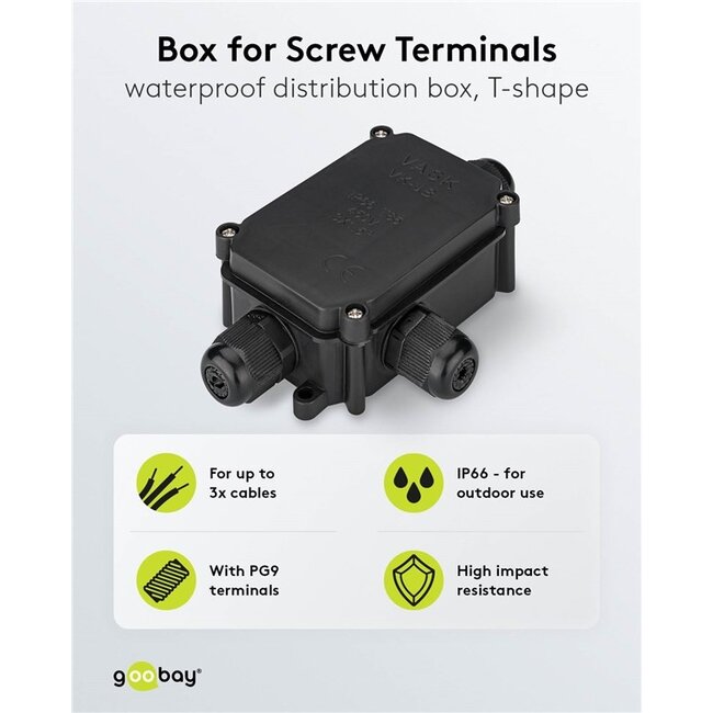 Stroom aansluitdoos voor buiten | 3 openingen | IP66