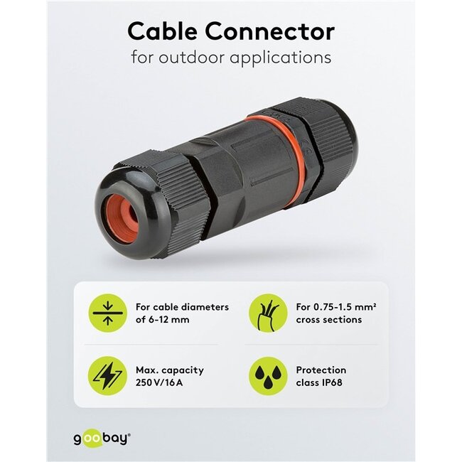 Stroom kabelverbinder voor buiten | 7,5 cm | IP68