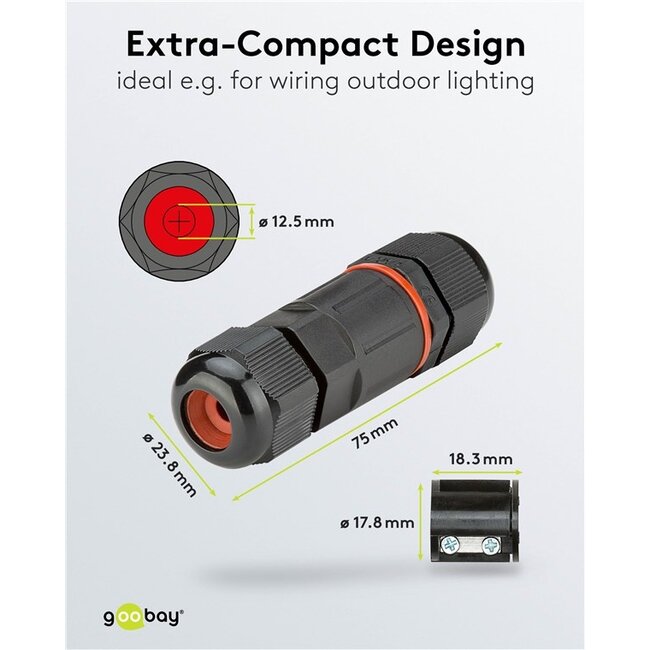 Stroom kabelverbinder voor buiten | 7,5 cm | IP68