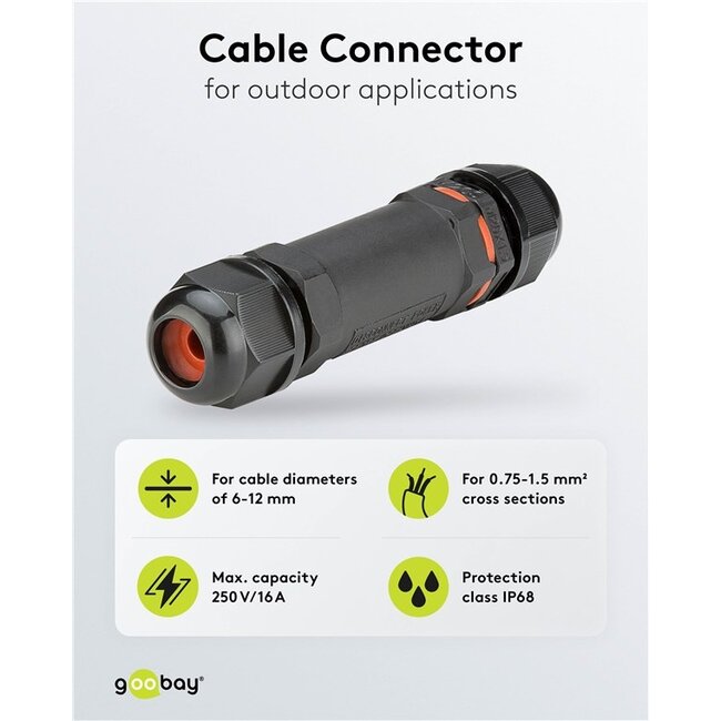 Stroom kabelverbinder voor buiten | 10 cm | IP68