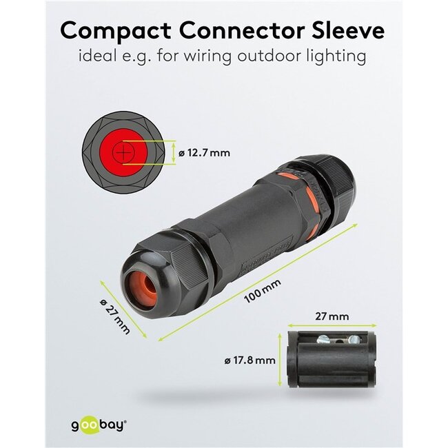 Stroom kabelverbinder voor buiten | 10 cm | IP68