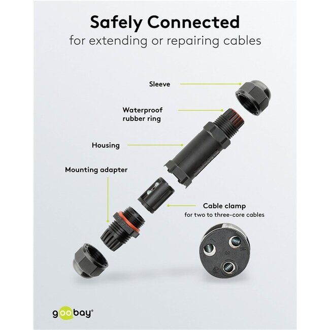 Stroom kabelverbinder voor buiten | 10 cm | IP68