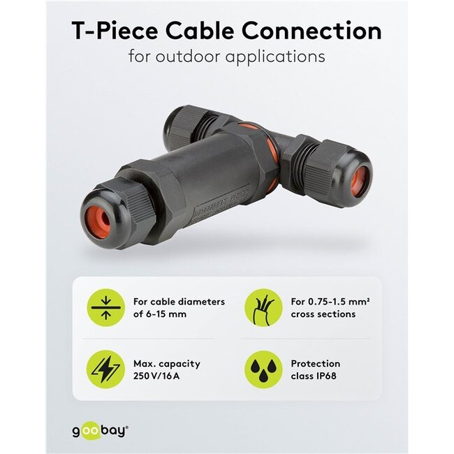 Stroom kabelverbinder voor buiten | T-vormig | IP68