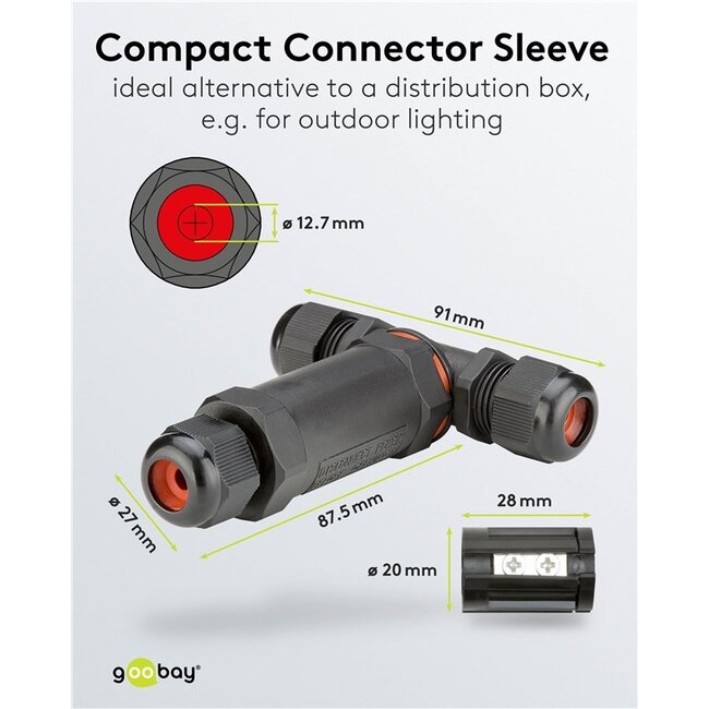 Stroom kabelverbinder voor buiten | T-vormig | IP68