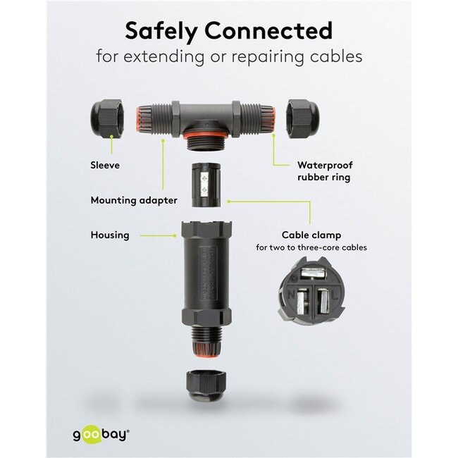 Stroom kabelverbinder voor buiten | T-vormig | IP68