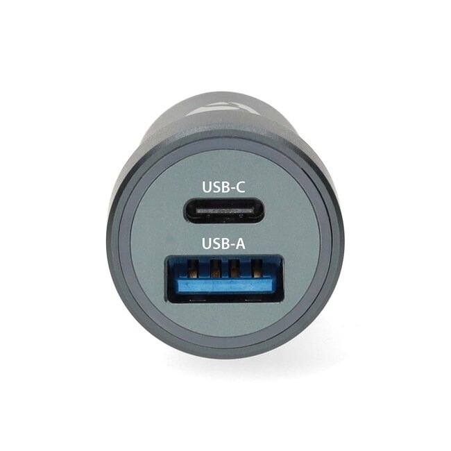 Nedis USB autolader | USB-C PD en USB-A QC | 48W | grijs