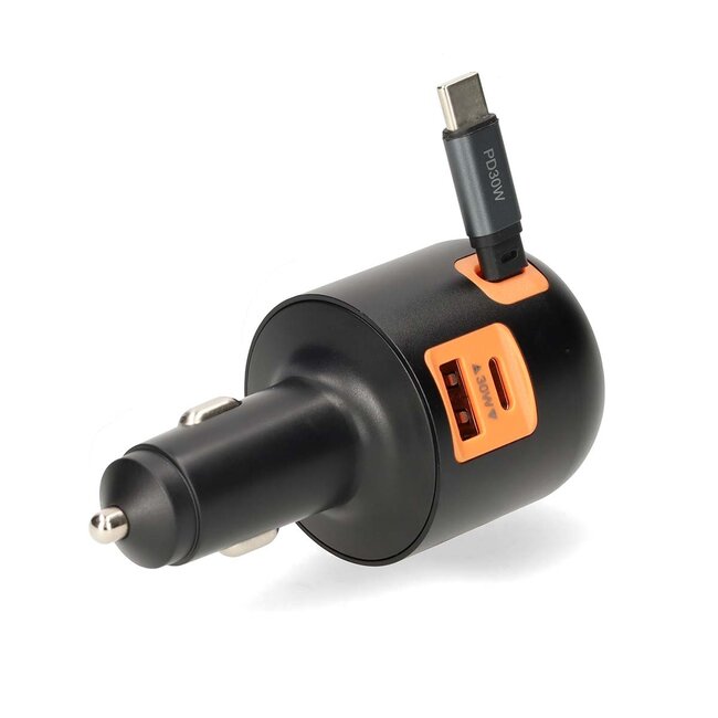 Nedis USB-C autolader | 2x USB-C PD en 1x USB-A QC | PD 60W | 0,70 meter