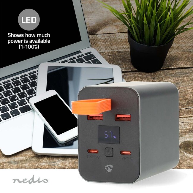 Nedis powerbank | 2x USB-C PD 100W + 2x USB-A QC 18W | 30.000 mAh