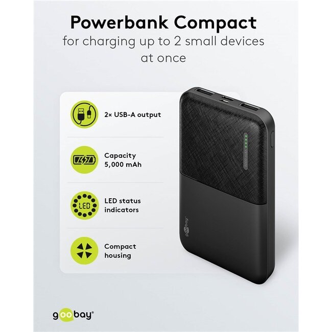 Goobay powerbank | USB-C + USB-A | 5.000 mAh