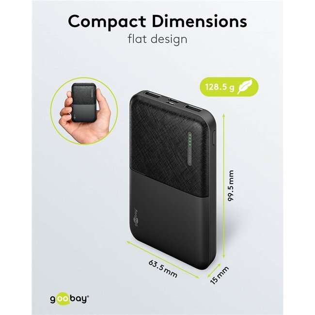 Goobay powerbank | USB-C + USB-A | 5.000 mAh