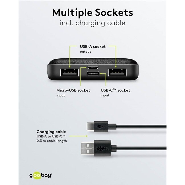 Goobay powerbank | USB-C + USB-A | 5.000 mAh