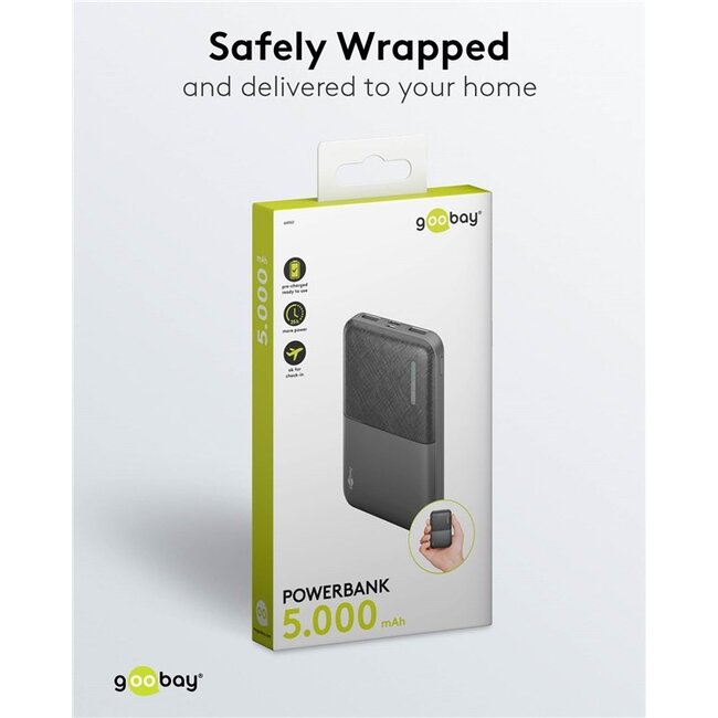 Goobay powerbank | USB-C + USB-A | 5.000 mAh