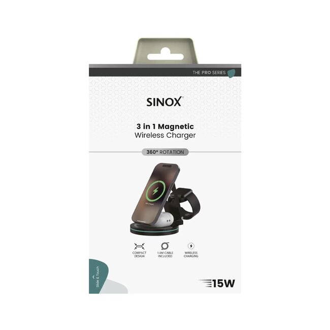 Sinox PRO 3-in-1 draadloze Qi lader | 15W