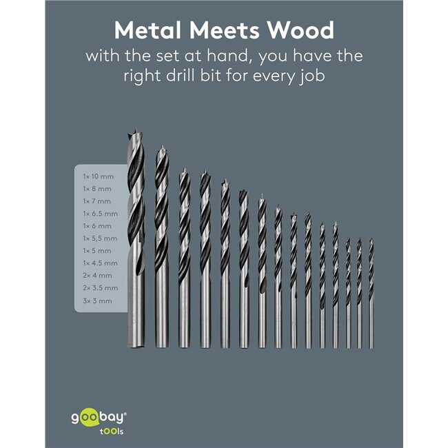 Goobay houtborenset | 15-delig