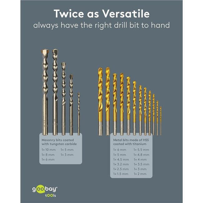 Goobay metaal- en betonborenset | 17-delig