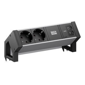Bachmann BACHMANN DESK2 ALU BLACK 2xCEE7/3, 1xUSB C/C 45W L=0,2m RAL9005