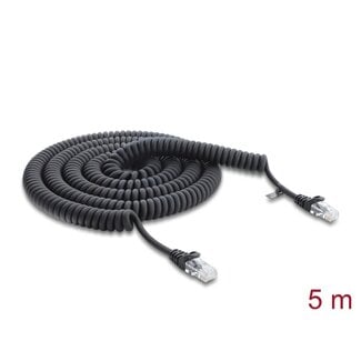 DeLOCK Delock RJ45 Coiled Cable plug to plug Cat.5e 5 m black