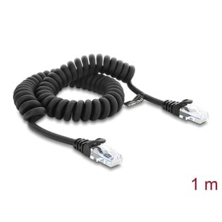 DeLOCK Delock RJ50 Coiled Cable male to male 1 m black
