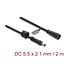 Delock DC Extension Cable 5.5 x 2.1 mm male to female with screw cap M12 x 1.75 mm thread waterproof 18 AWG 2 m black