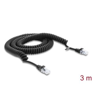 DeLOCK Delock RJ50 Coiled Cable male to male 3 m black