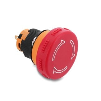 DeLOCK Delock Mushroom-Head Push Button for Installation 16 mm 2 x solder terminals (short), plastic 32 mm Ø