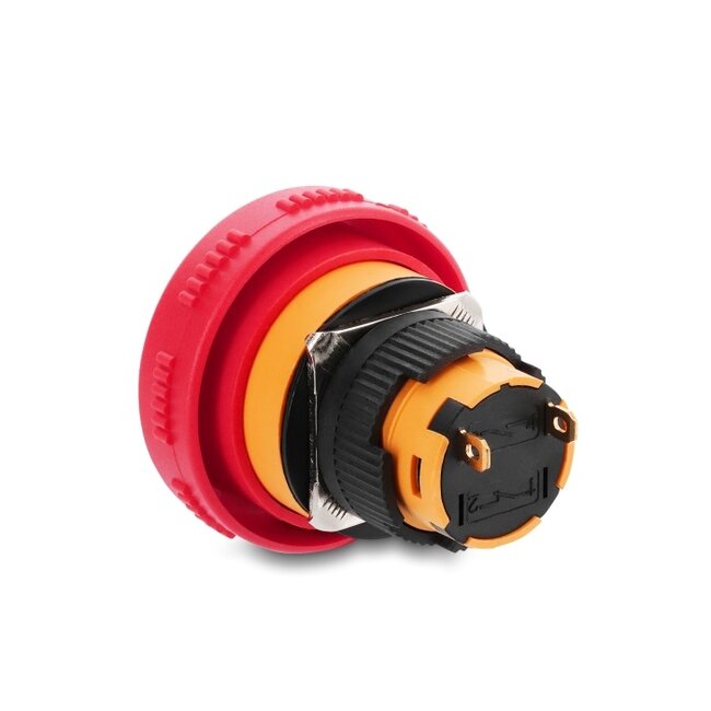 Delock Mushroom-Head Push Button for Installation 16 mm 2 x solder terminals (short), plastic 32 mm Ø