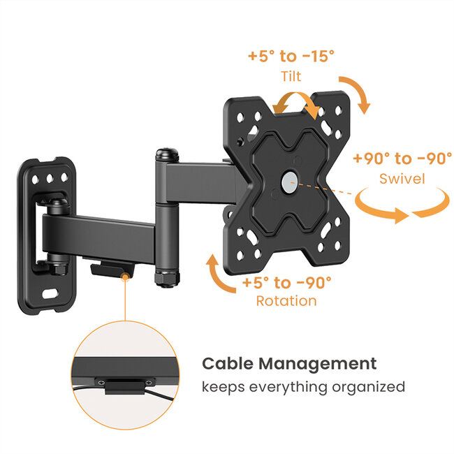 VALUE TV muurbeugel, 3 draaipunten, 13-32 inch, maximaal 20 kg